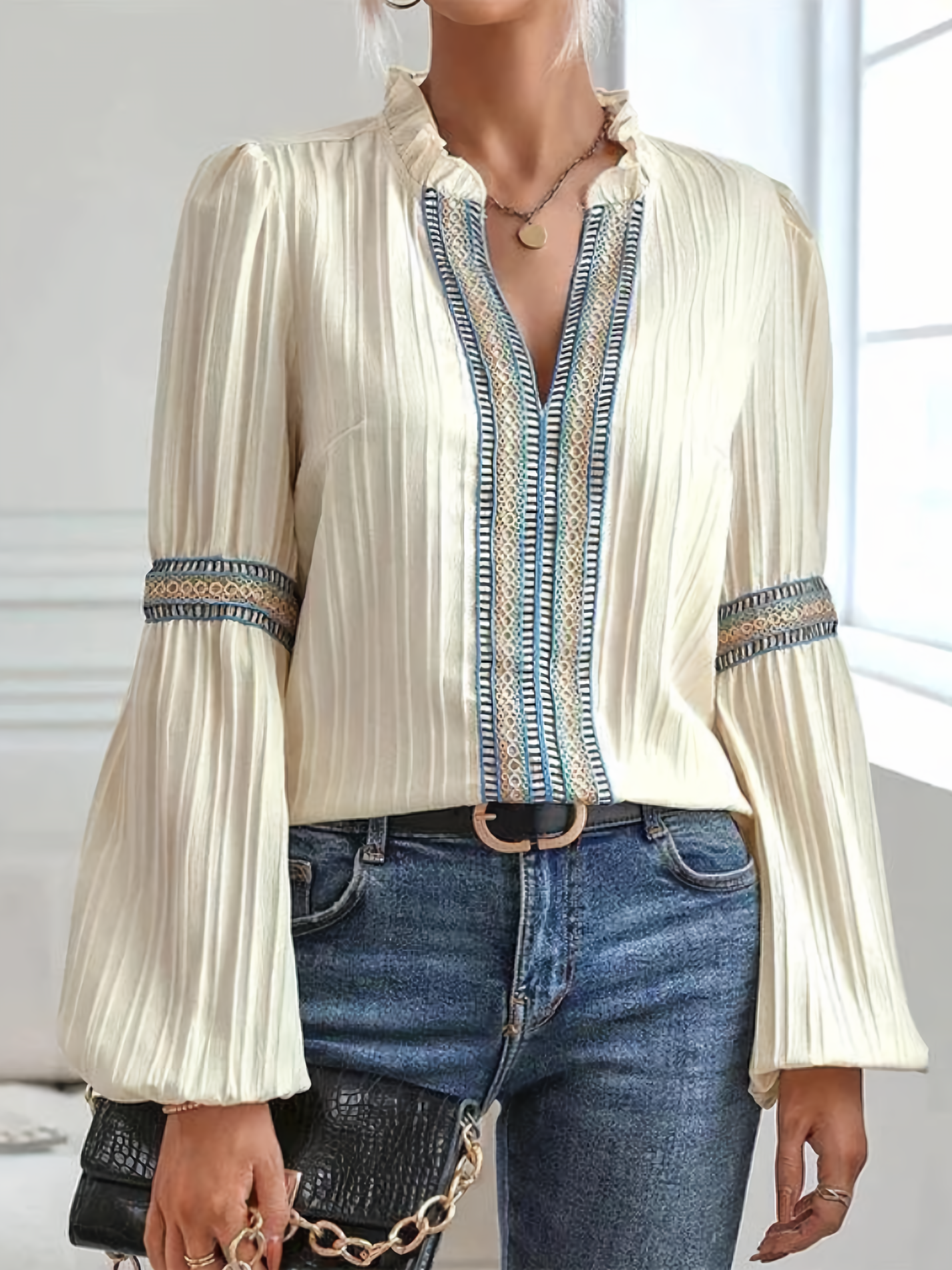 Elise | Embroidered V-Neck Blouse