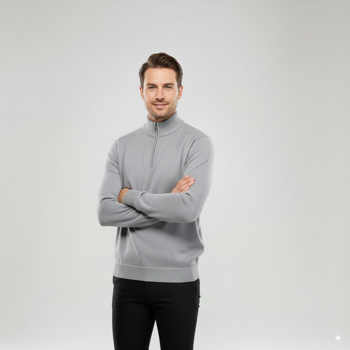 100% Wool-Blend Zip-Up Cardigan