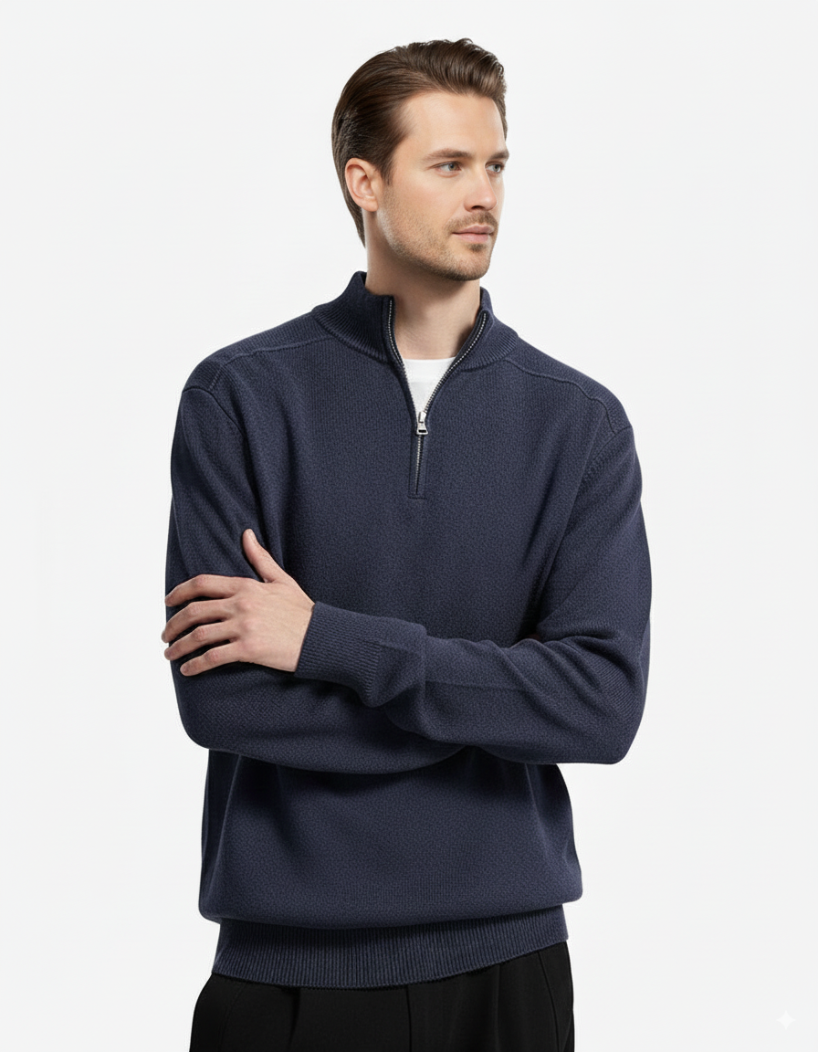 100% Wool-Blend Zip-Up Cardigan