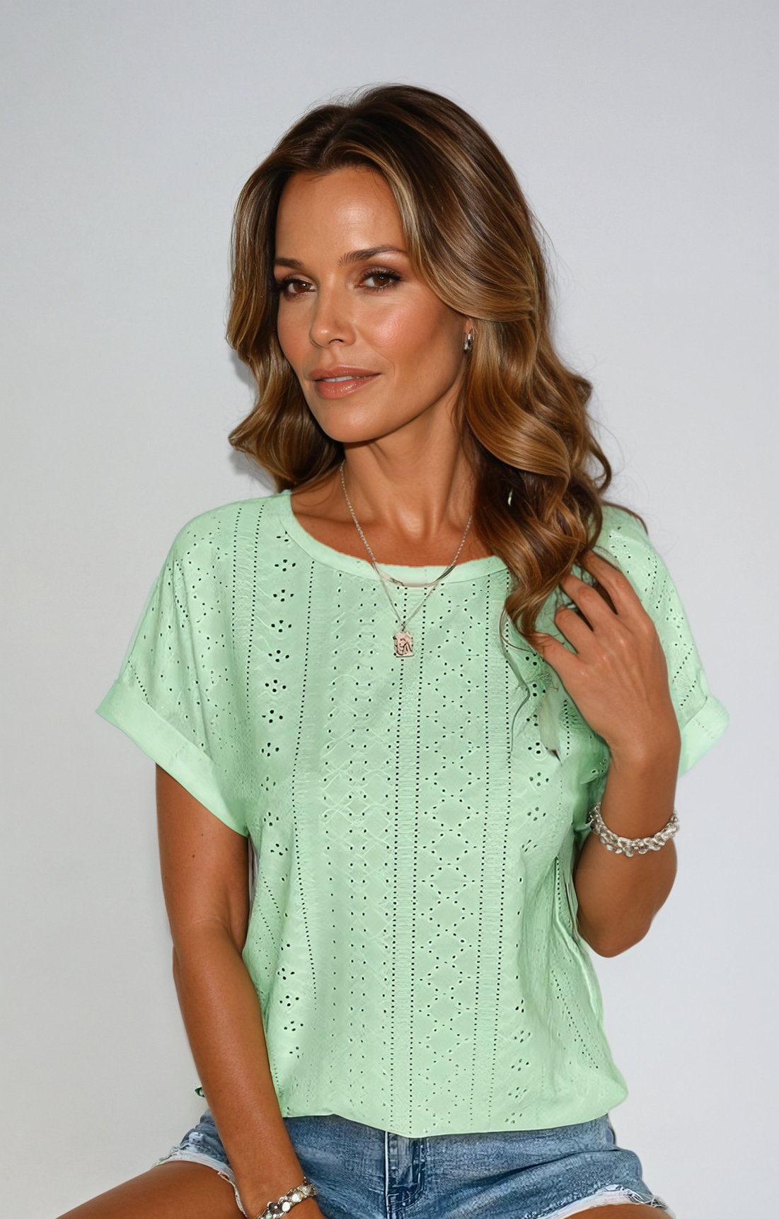 Nia | Casual Eyelet Blouse
