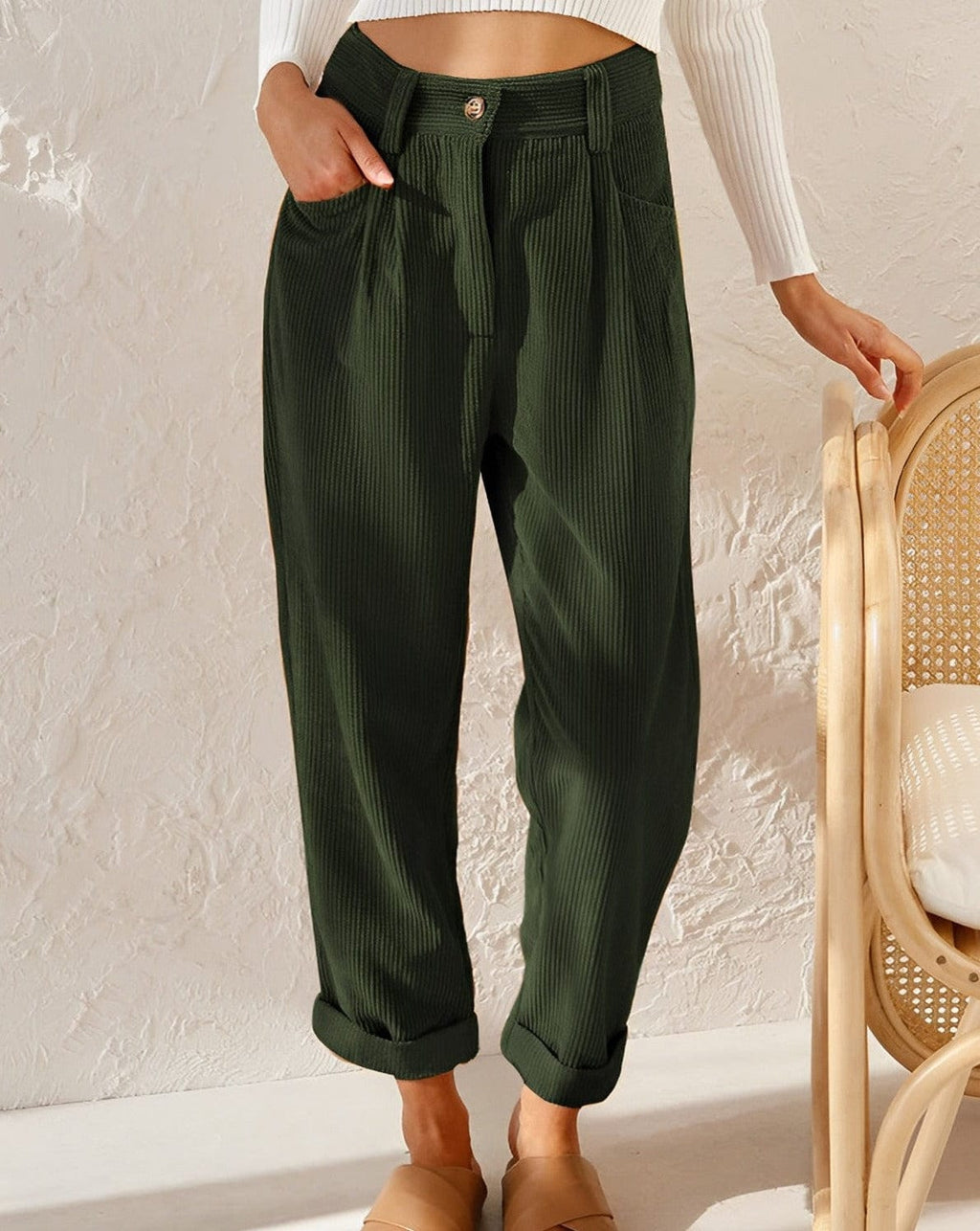 Laura | High Waist Corduroy Pants