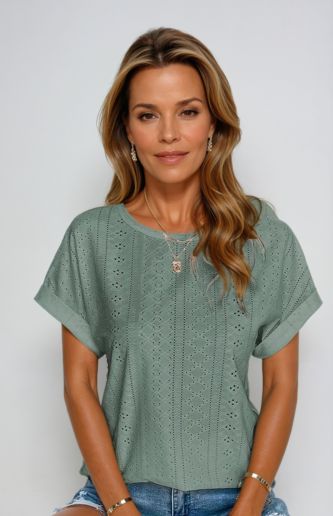 Nia | Casual Eyelet Blouse