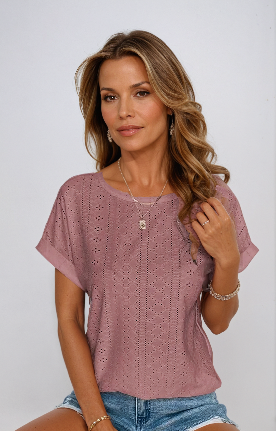 Nia | Casual Eyelet Blouse