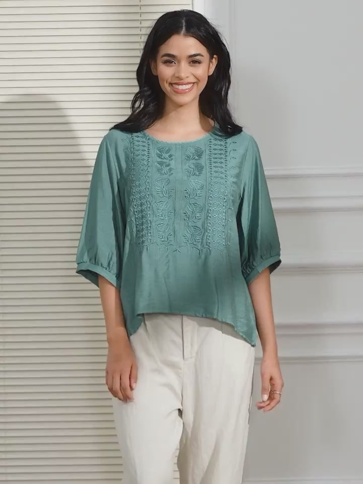 Dorothy | Embroidered Linen Blouse